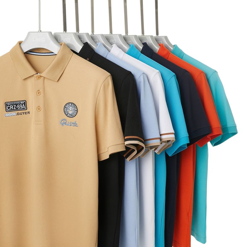 Vestuário masculino Casual estilo camisas de polo com logotipo em relevo e impressão de dois lados