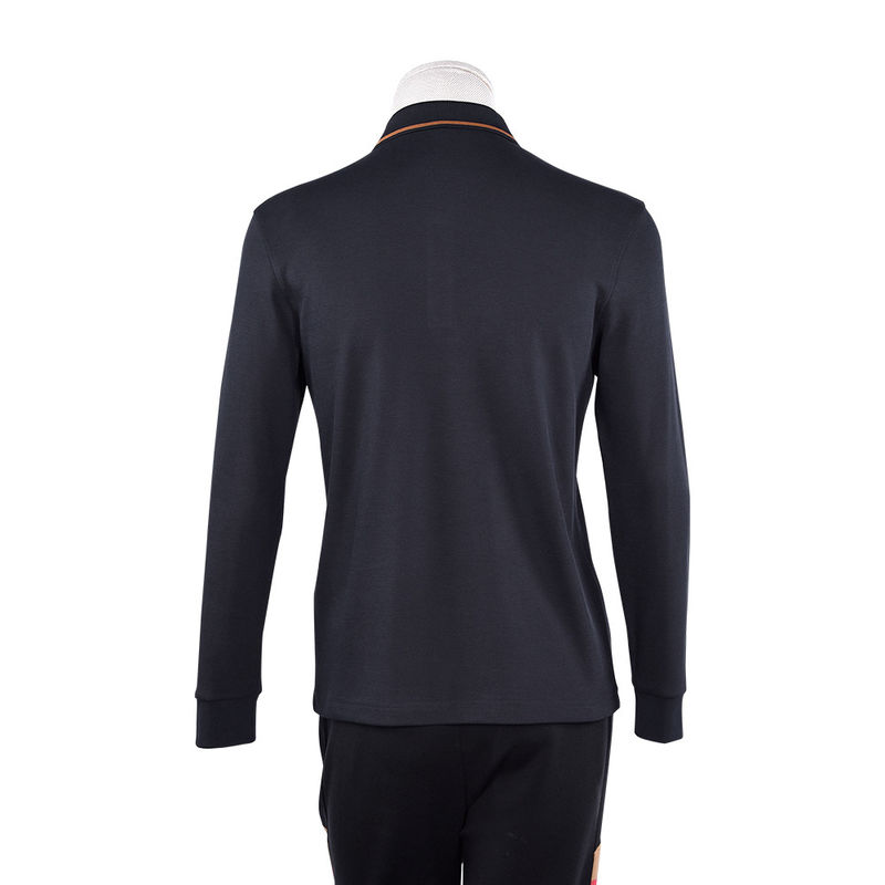 Impressão verde logotipo personalizado anti-pilling algodão manga longa polo camisa para negócios