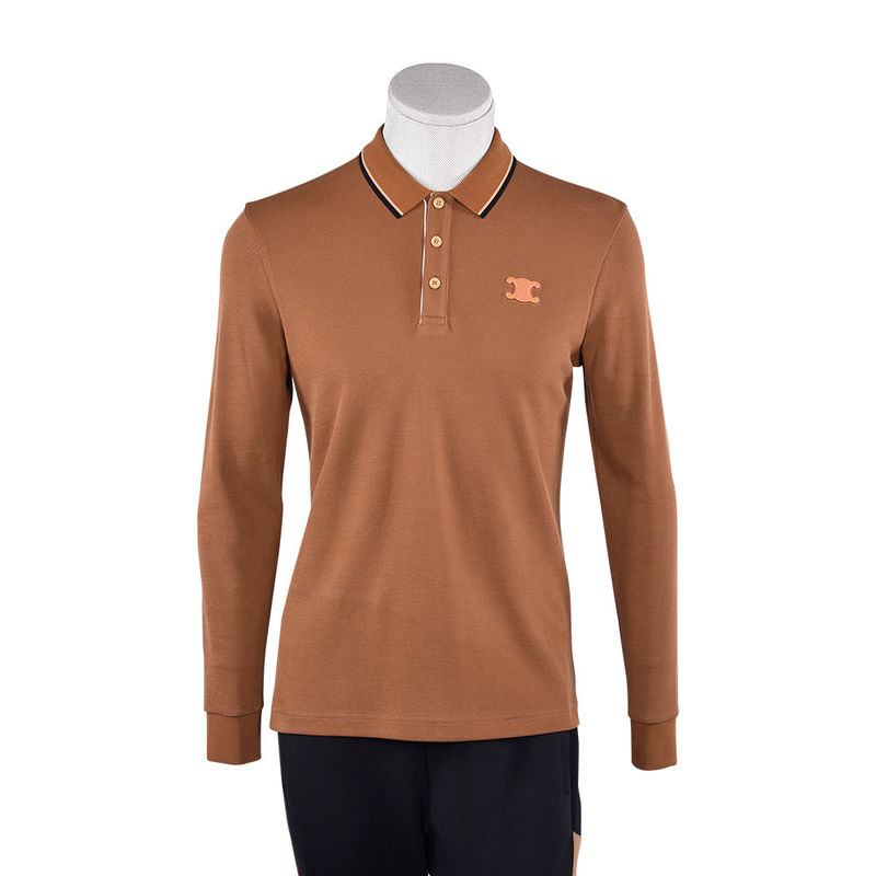 Camisa de polo de cor simples com logotipo e tecido personalizados