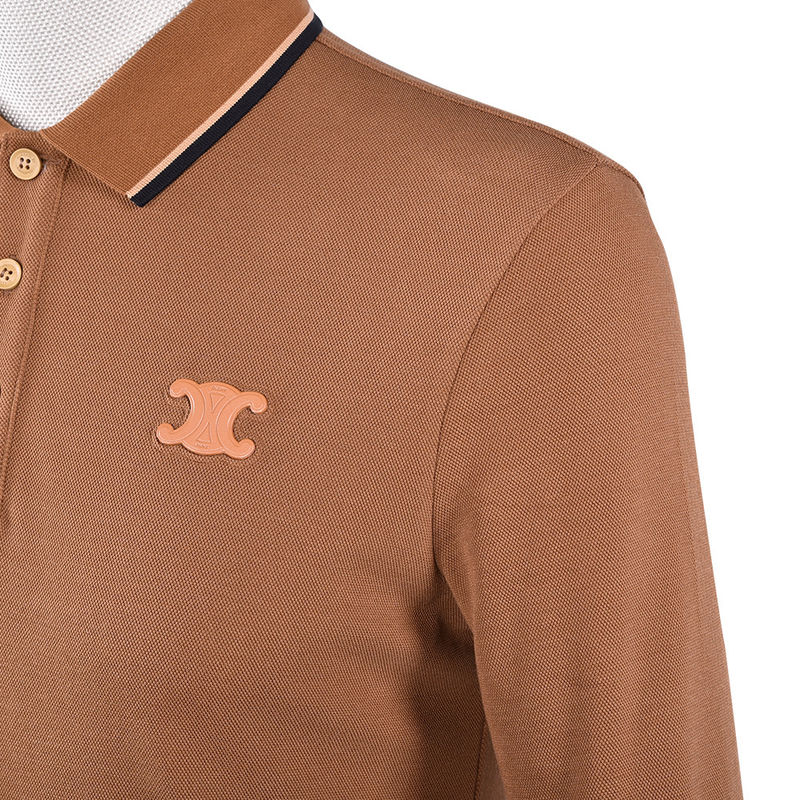 Camisa de polo de cor simples com logotipo e tecido personalizados
