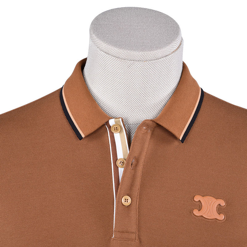 Camisa de polo de cor simples com logotipo e tecido personalizados