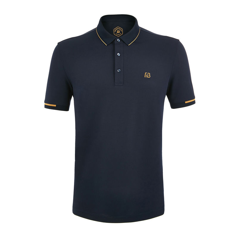 Tecido de malha camisas de polo de homens bordados Manga curta 100% algodão orgânico