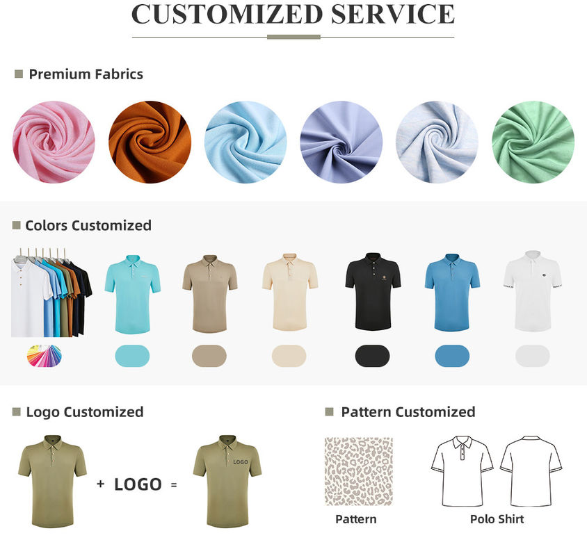 Camisas de polo personalizadas de alta elasticidade e respiráveis com logotipo bordado para roupas masculinas