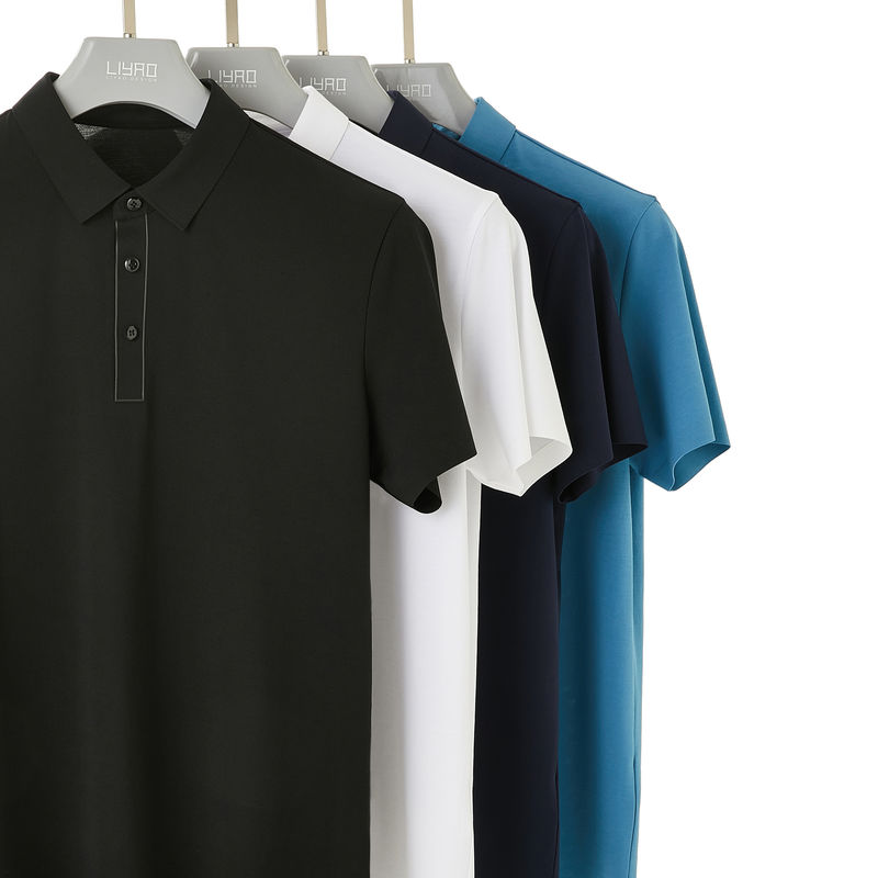 T-shirt de polo de algodão macio para homens com peso de tecido de 170-210 gramas
