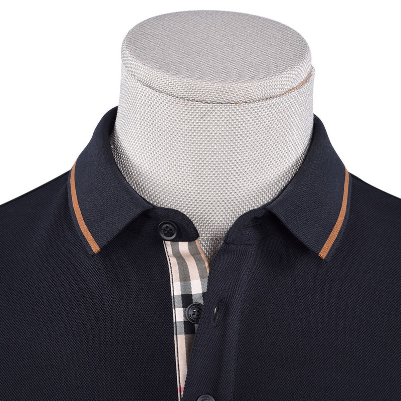 Camiseta de polo de algodão seco rápido para homens com colarinho erguido e impressão verde