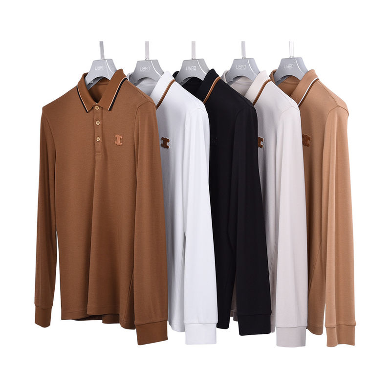 T-shirt de polo de algodão respirável para homens Primavera Outono Casual Sublimação Design personalizado