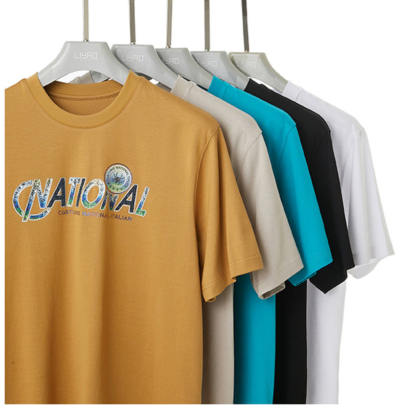 Camiseta personalizável de pescoço respirável S M L Tamanho Homem de tamanho grande T-Shirt 100% algodão 240g