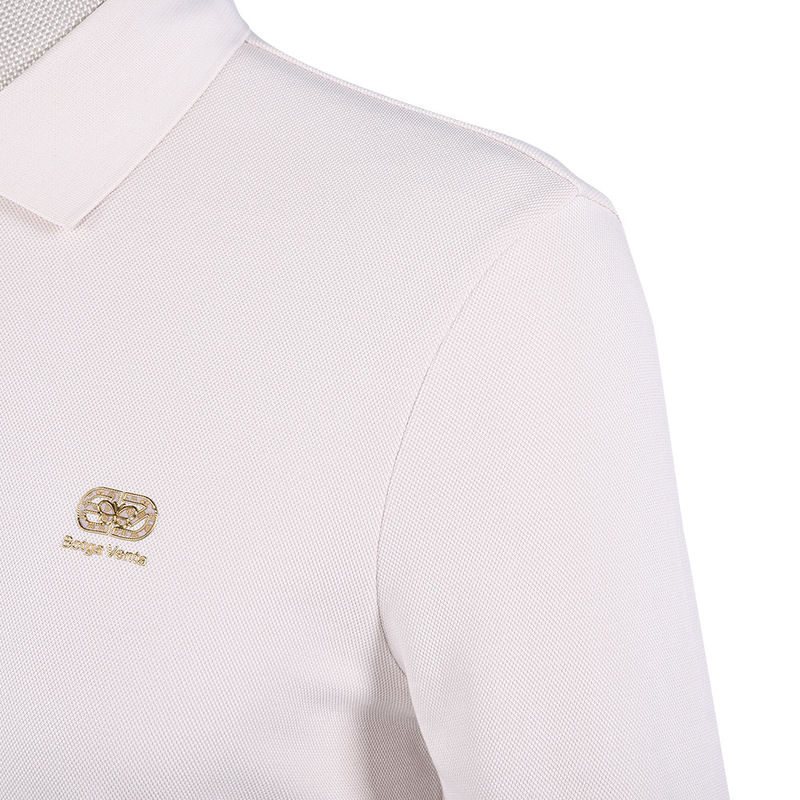 T-Shirt de polo anti-rugas em branco Manga longa Logotipo personalizado Tecido Peso 170-210g