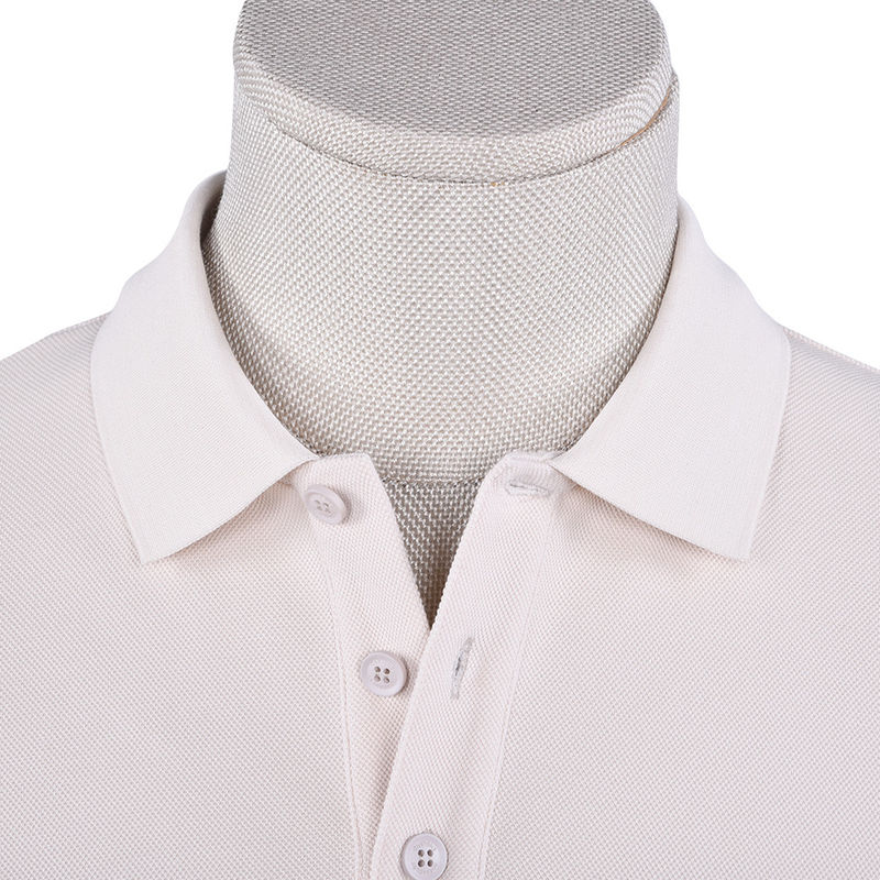 T-Shirt de polo anti-rugas em branco Manga longa Logotipo personalizado Tecido Peso 170-210g