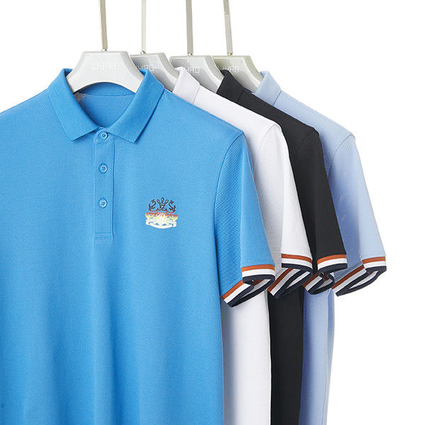Camisas de polo masculino de algodão de manga curta Anti-pilling com cor de logotipo personalizado