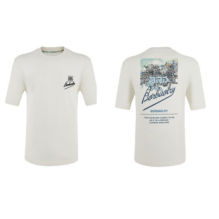 Logotipo de cor personalizado Camisola de algodão 100% bordada Impressão grande