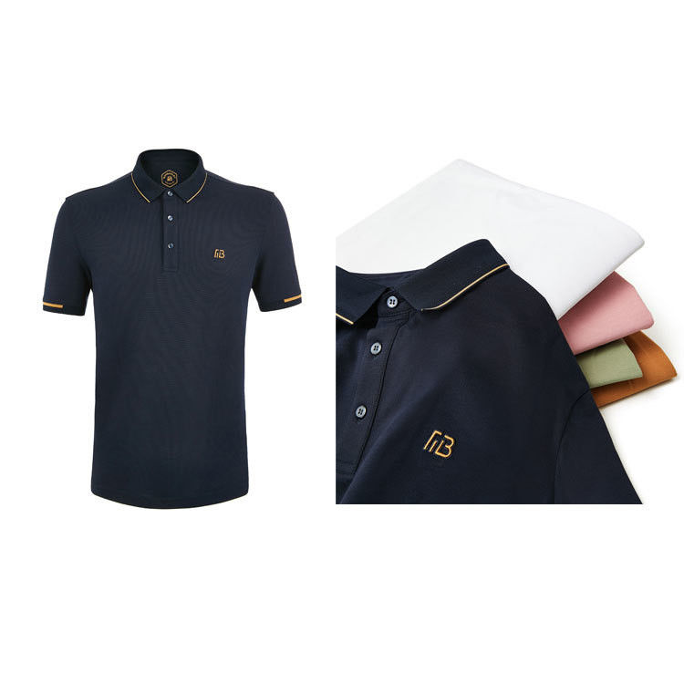 T-shirt de polo simples de tecido de algodão 100% masculino com colarinho de polo e impressão verde
