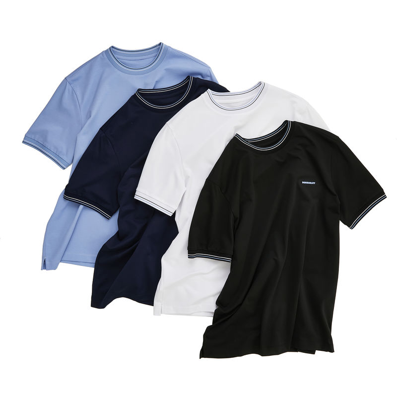 230 Gsm Camisetas de algodão para homem Manga curta O pescoço Colarinho de tricote