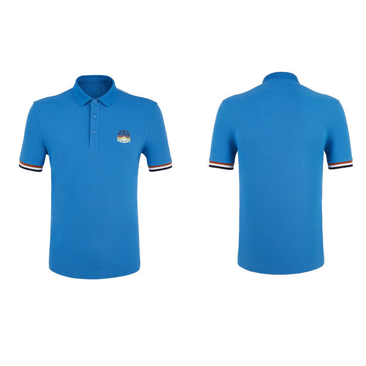 95% Poliéster 5% Tecido Spandex Camisa de Polo de Golf Masculino Com Design de Manga Listrada