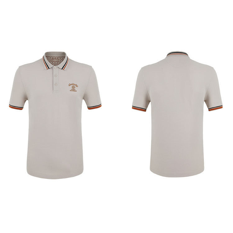 Camisas negras de polo masculino em tecido de Jersey com logotipo personalizado e colarinho giratório