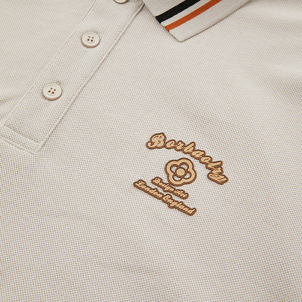 Camisas negras de polo masculino em tecido de Jersey com logotipo personalizado e colarinho giratório