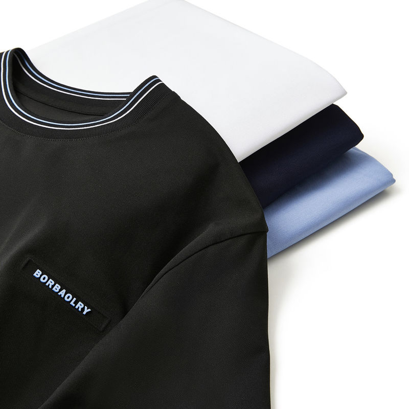 O-Neck Collar Tecido Tricoteado Sport T-Shirt Grande Custom Logotipo Estilo Para Homens