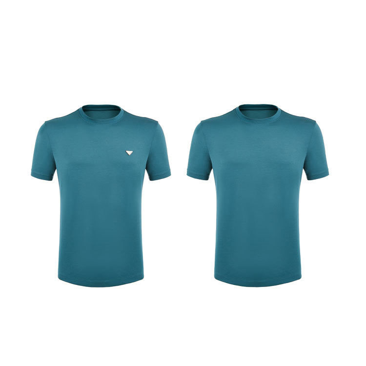 Logotipo personalizável camiseta curta 100% de algodão sem rótulo camiseta clássica O-Neck