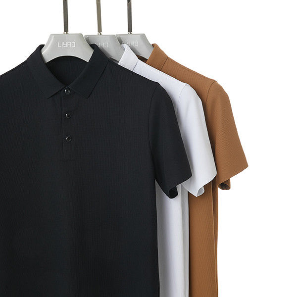 Tecido de algodão sem costura preto branco marrom para homens Logo Polo T-Shirt Impressão personalizada