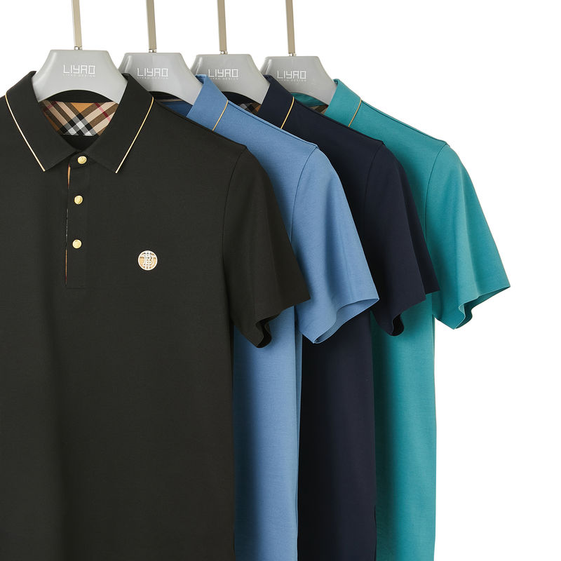 Cores personalizadas camisetas de polo sem costura para homens com tecido anti-rugas e algodão 100%