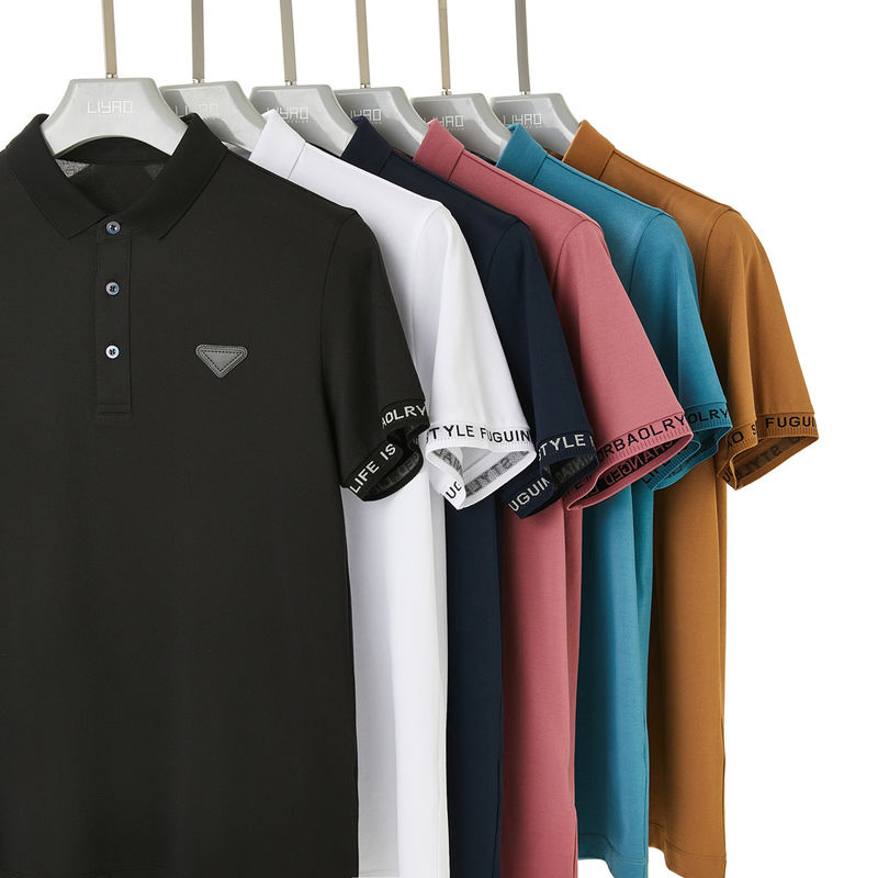 Camisas de pólo masculinas de golfe de verão com colar Trundown Custom Impressão em relevo Anti-Pilling