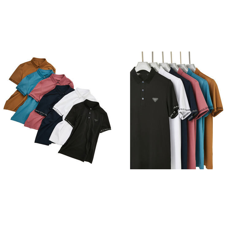Camisas de pólo masculinas de golfe de verão com colar Trundown Custom Impressão em relevo Anti-Pilling