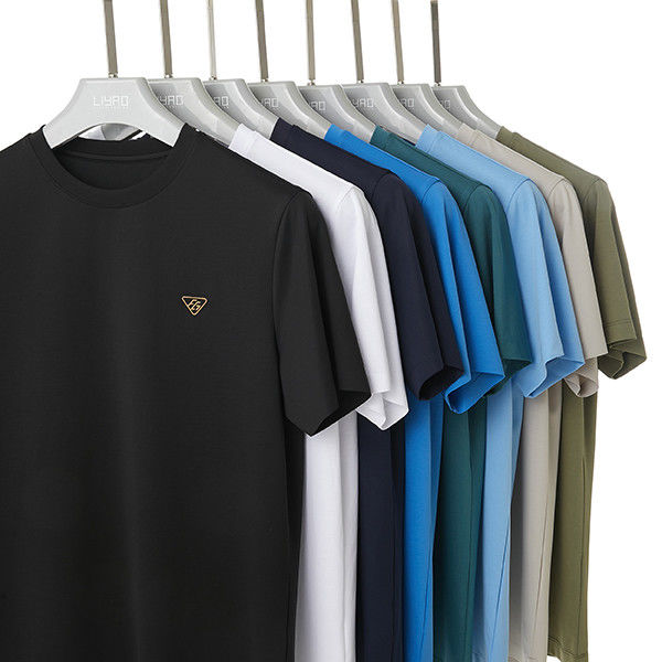 100% de algodão de pescoço simples camiseta anti-rugas + tamanho personalizado