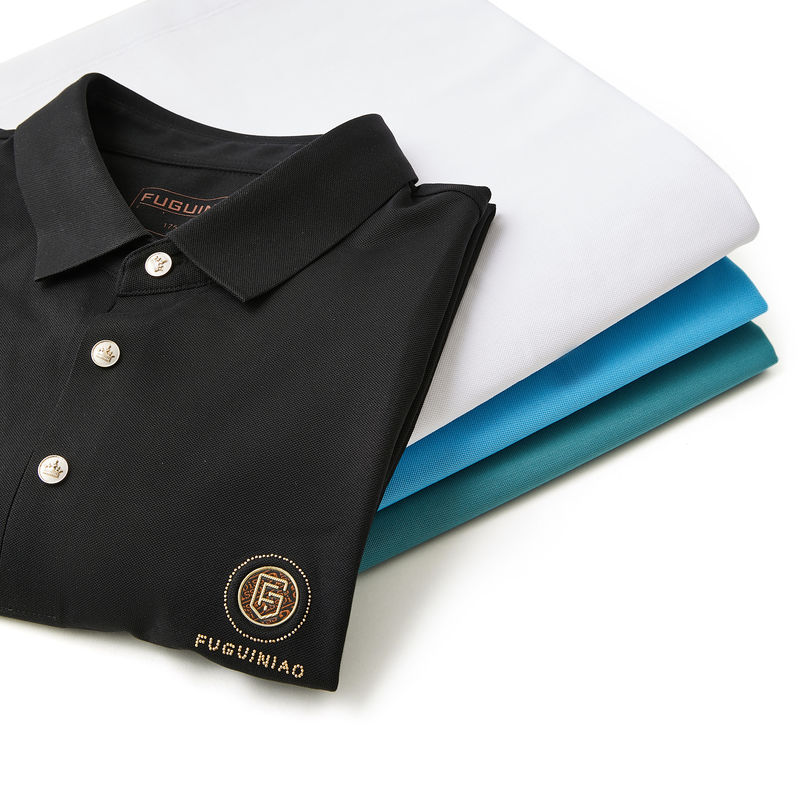 T-shirt de polo masculino com design luxuoso e bordados requintados peso pesado regular
