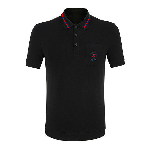 Camiseta casual masculina de polo de manga curta e logotipo personalizado com tecido respirável