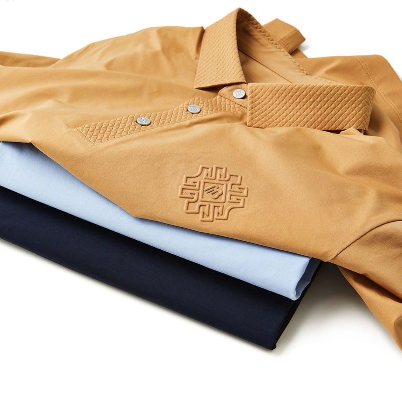 Primavera Verão Outono Temporada Polo T-Shirt Tecido 100% de algodão em azul Marrom Preto