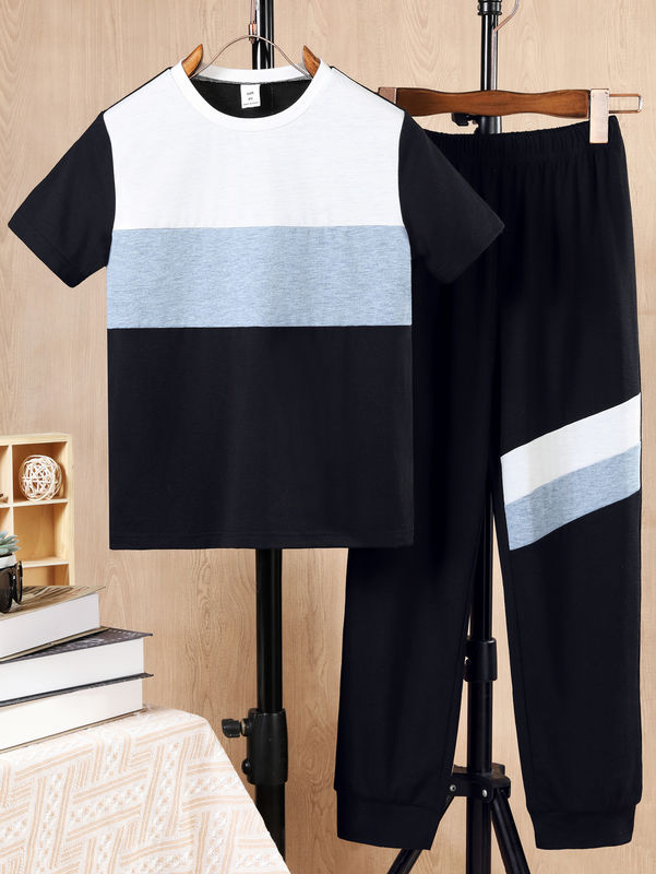 Casual Children Clothing Set Respirável Com Manga Curta Tipo de Padrão de Cartoon