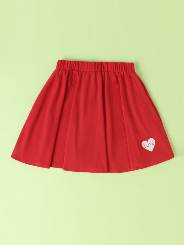 Meninas Red Short Skirts And Dresses With Love Heart Pattern em Poliéster Spandex