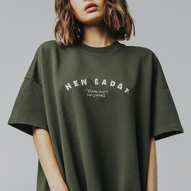 T-shirts gráficos de maior tamanho para mulheres 220 gramas com pescoço redondo de tecido de malha