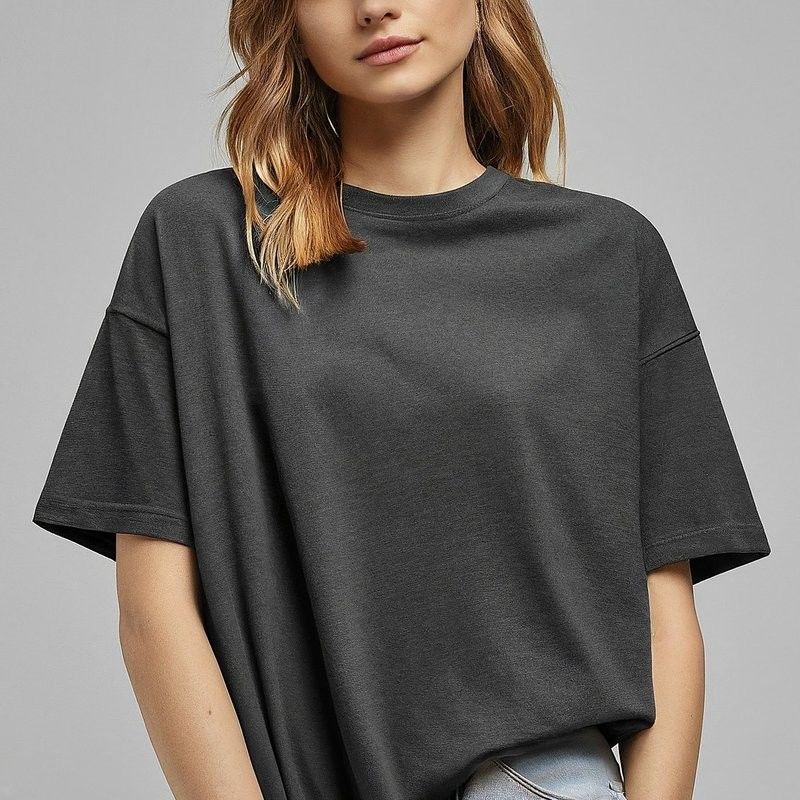 T-shirts femininos personalizados de tamanho grande 320 Gsm Tecido de tricô Anti-rugas