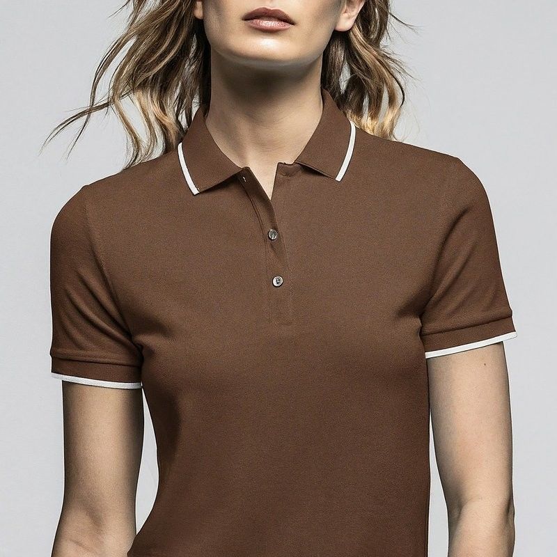 Camisas de polo femininas de manga curta de malha Tintas simples anti-rugas OEM ODM