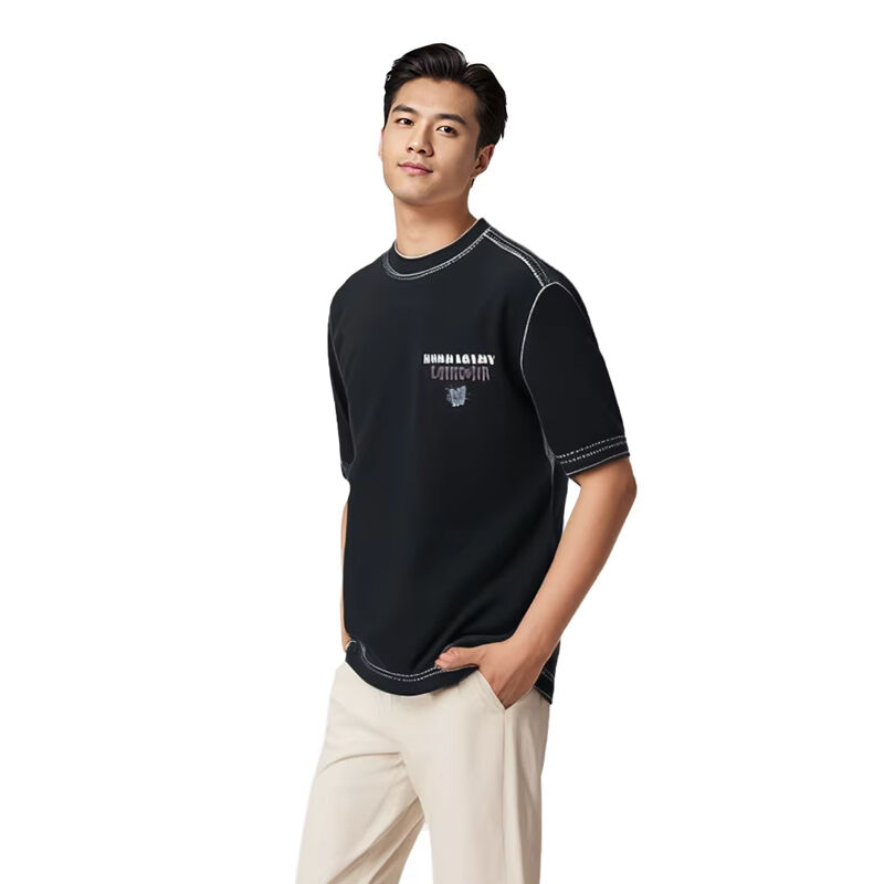 Preço Competitivo Camiseta Oversize Pesada 100% Algodão Preta Gola O com Logo Personalizado para Homem