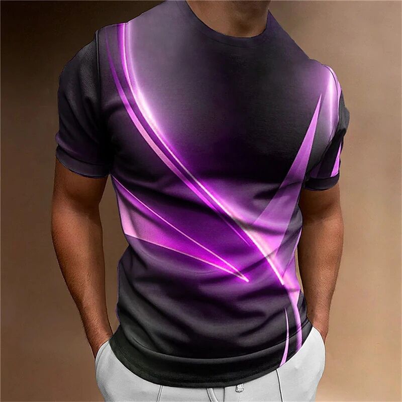 Camiseta Masculina Casual para Corrida com Estampa Digital 3D, Secagem Rápida, Gola Polo Macia, Corte Ajustado, Manga Curta, Tecido Tricotado, Tamanho Oversized