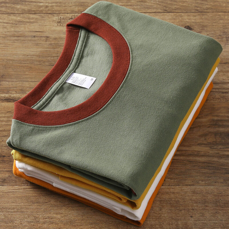 Fabricante Varejo T-shirt de costura de blocos de cores personalizadas Unisexo Pesos pesados de alta qualidade T-shirt de dois tons