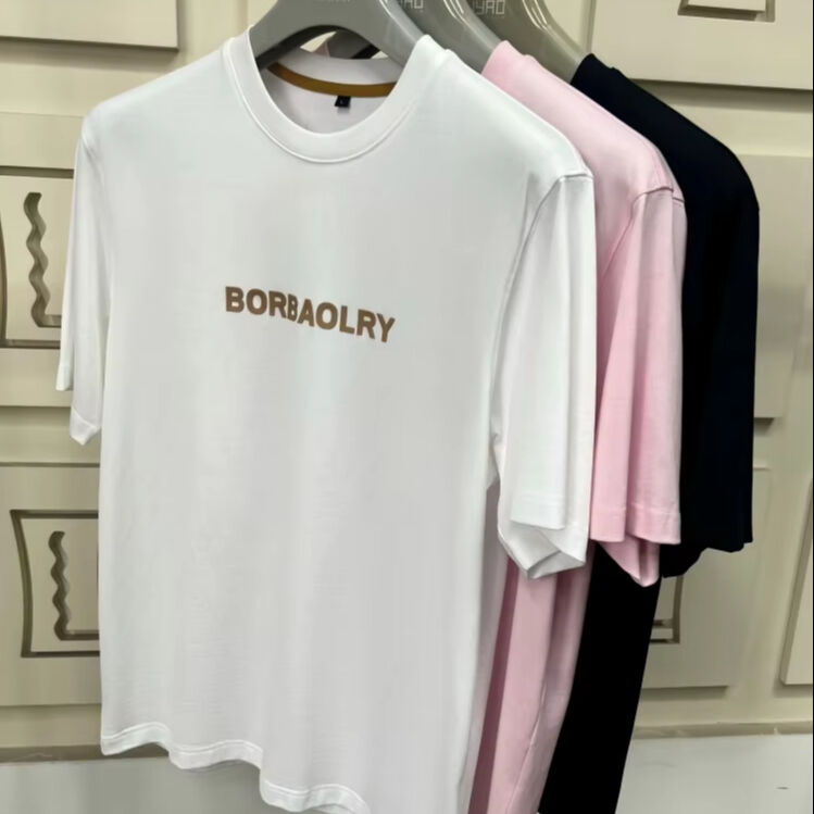 T-shirt de manga curta de alta qualidade para homens com logotipo personalizado impresso usando tecnologia DTG