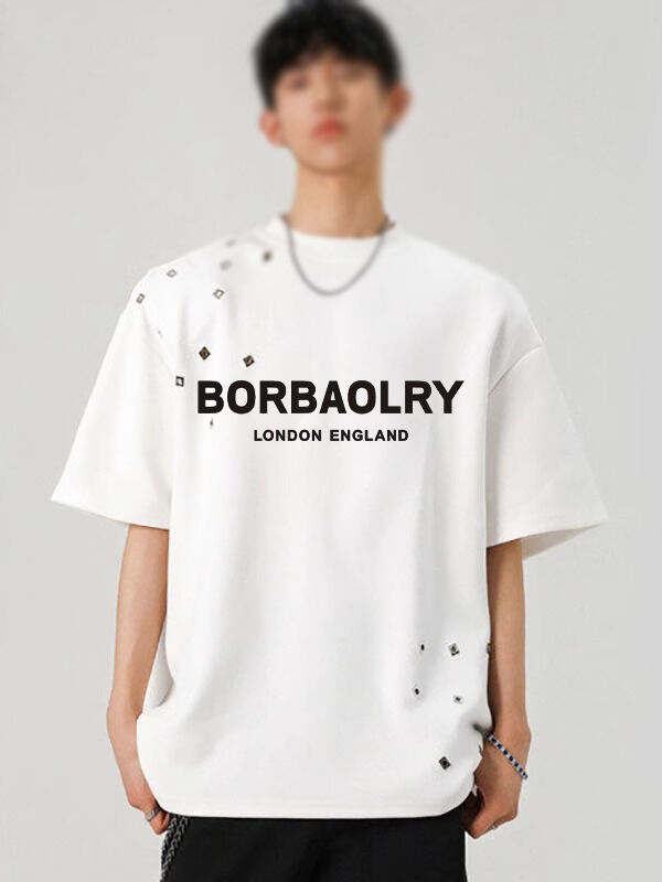 OEM T-Shirt preto de tamanho grande Homens Graphic Acid Wash Vintage Custom T-Shirt Dtg Wholesale Lavado T-Shirt Pesos pesados