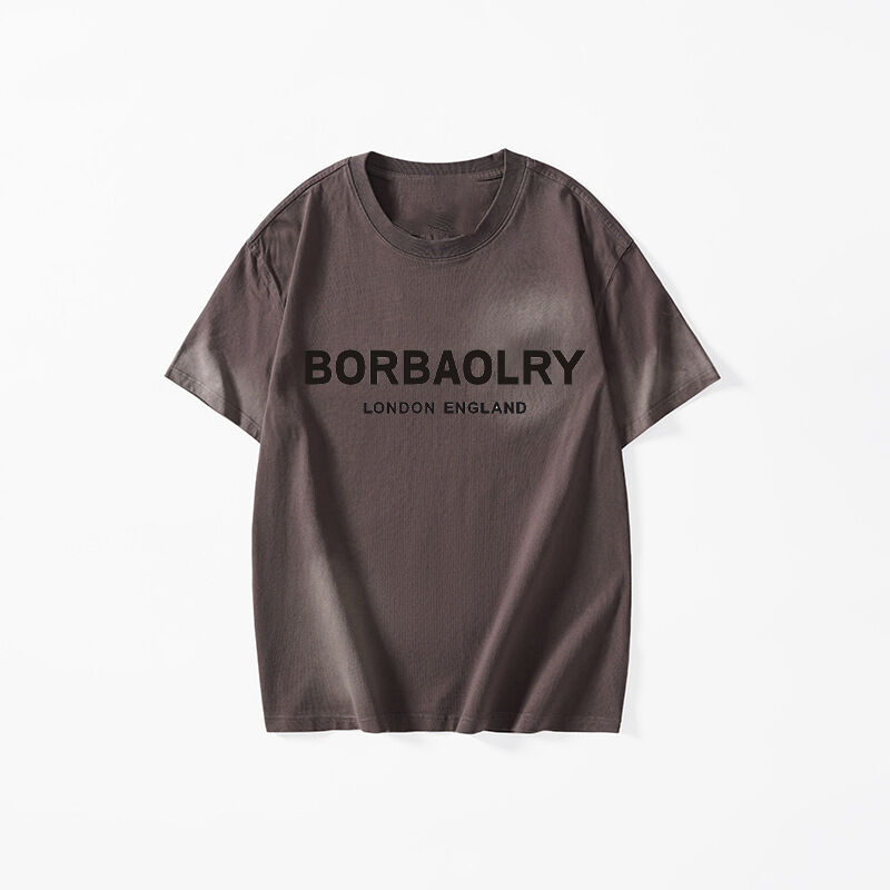 T-Shirt de algodão unisex 280 Gsm Vintage Acid Wash Custom Dtg Print Roupas de rua pesadas para homens T-Shirt