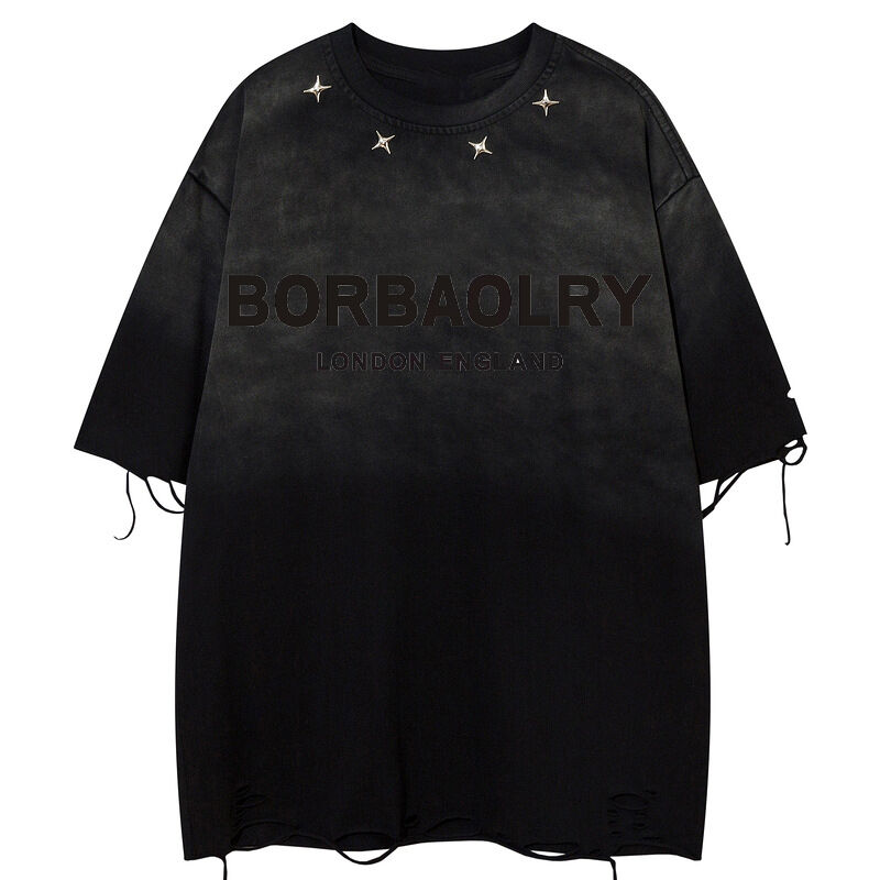 Limpeza de Verão Velha Grande Vintage Street Button Decoração Tamanho em branco T-shirt simples Sport Tshirt Manga curta Estilo masculino