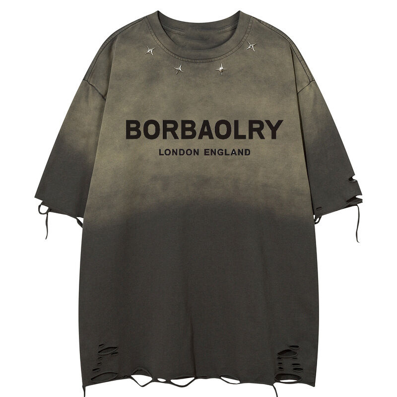 Limpeza de Verão Velha Grande Vintage Street Button Decoração Tamanho em branco T-shirt simples Sport Tshirt Manga curta Estilo masculino