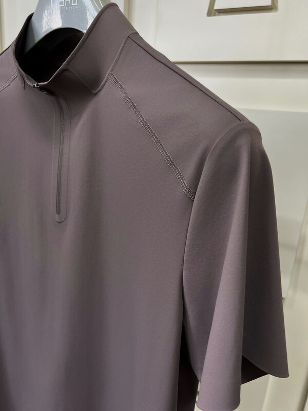 Homens Camisas de Manga Curta de Pescoço Alto Estiramento Rápido Tecido Seco e Respiravel para Camiseta Desportiva ao Ar Livre