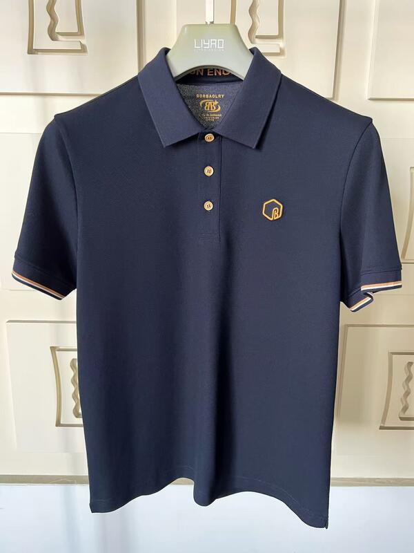 Camisas de pólo masculinas premium Collar clássico gama colorida requintada detalhada logotipo de silicone texturizado camiseta de pólo masculina de alta qualidade