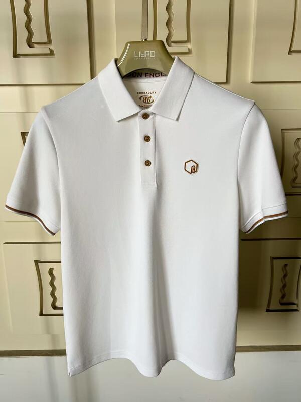 Camisas de pólo masculinas premium Collar clássico gama colorida requintada detalhada logotipo de silicone texturizado camiseta de pólo masculina de alta qualidade