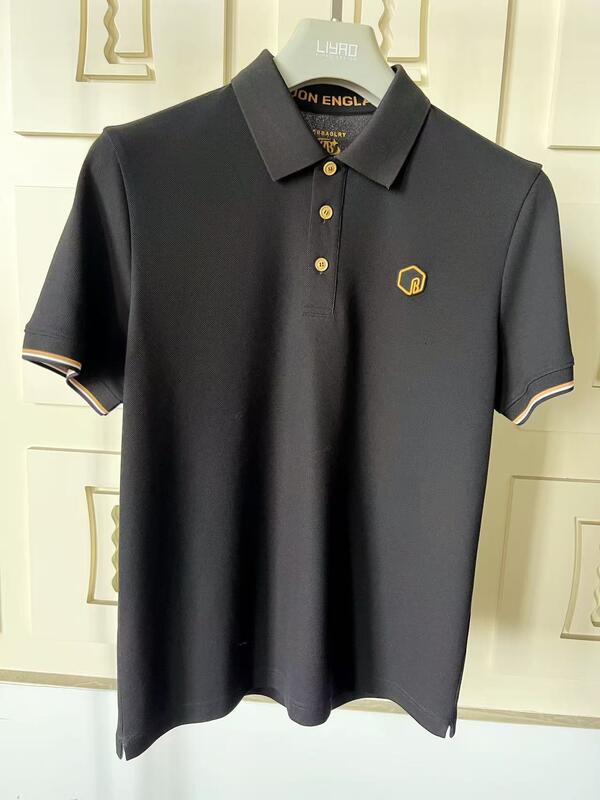 Camisas de pólo masculinas premium Collar clássico gama colorida requintada detalhada logotipo de silicone texturizado camiseta de pólo masculina de alta qualidade