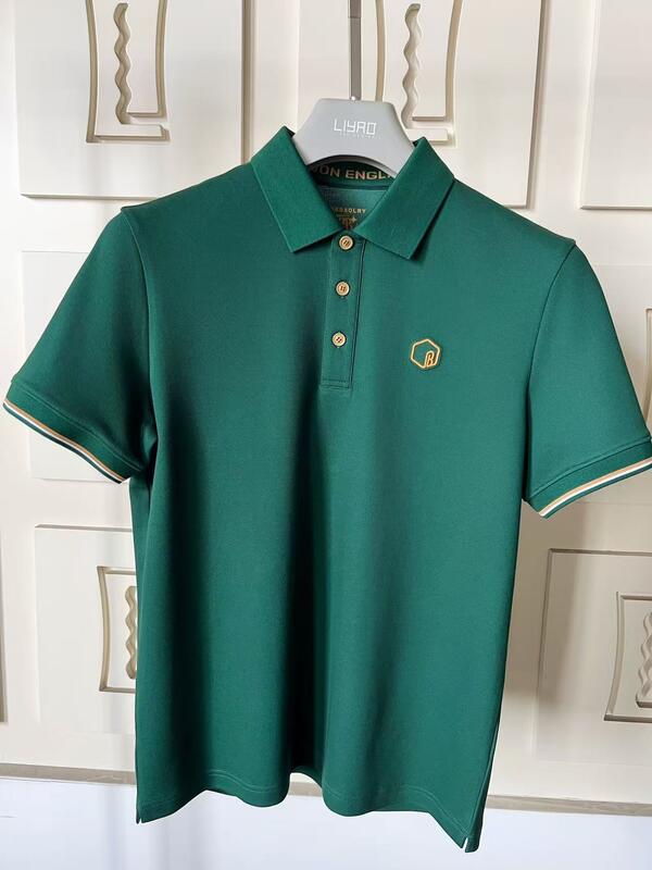 Camisas de pólo masculinas premium Collar clássico gama colorida requintada detalhada logotipo de silicone texturizado camiseta de pólo masculina de alta qualidade