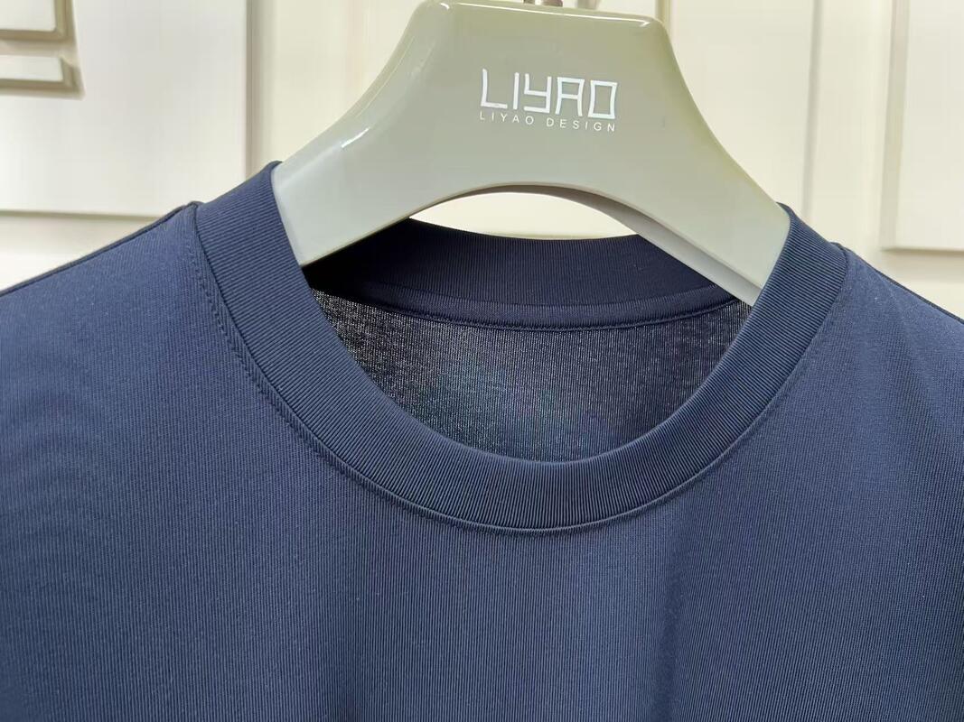 Camisetas de algodão masculinas de cor sólida com gola redonda e manga curta, fábrica ODM de camisetas masculinas de manga curta