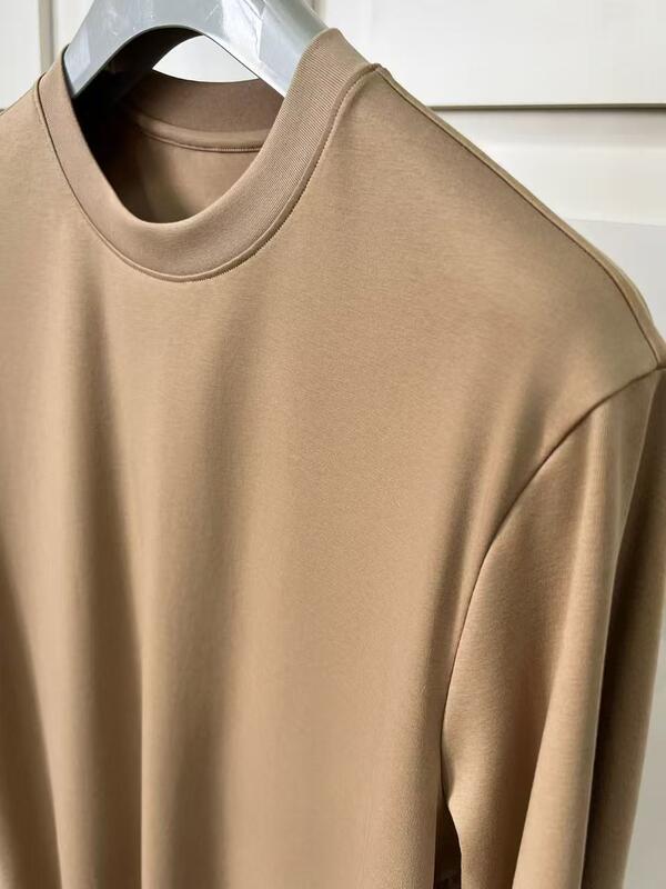 Camisetas de algodão masculinas de cor sólida com gola redonda e manga curta, fábrica ODM de camisetas masculinas de manga curta